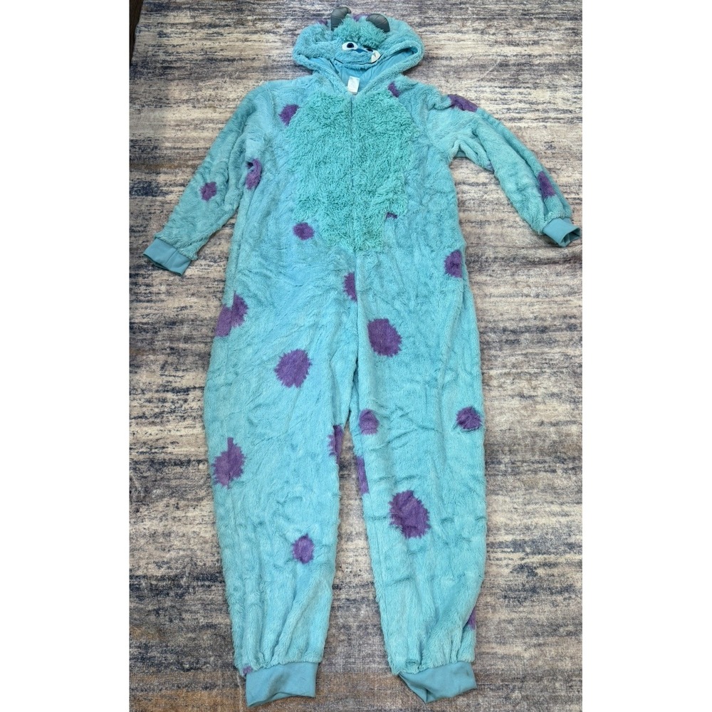Disney Pixar Monsters Inc Sulley Hooded Fuzzy One Piece Costume Blue/Purple L XL